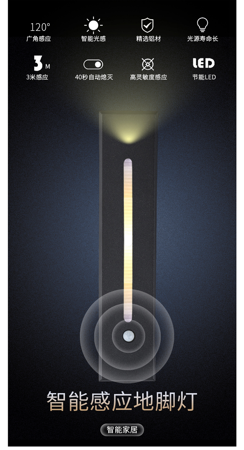 长条型嵌入式感应地脚灯