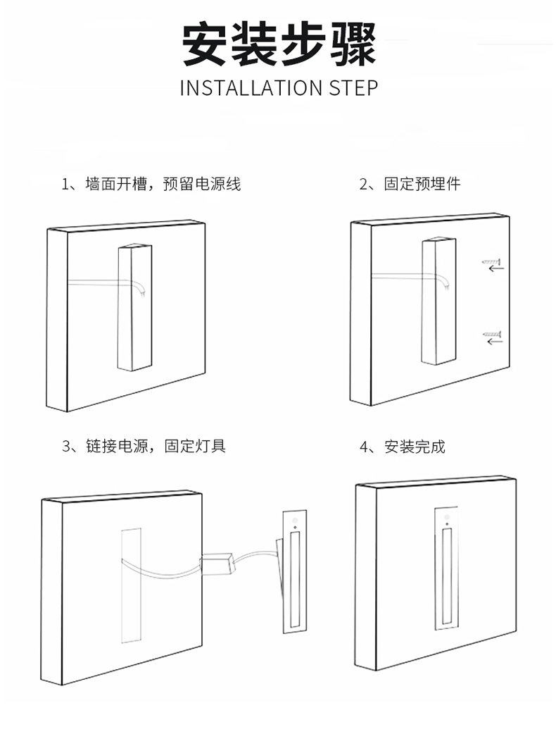 长条型嵌入式感应地脚灯